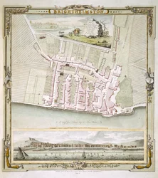 Kaart van Brighton door Thomas Yeakell en William Gardner, gegraveerd door Whitchurch, 1779
